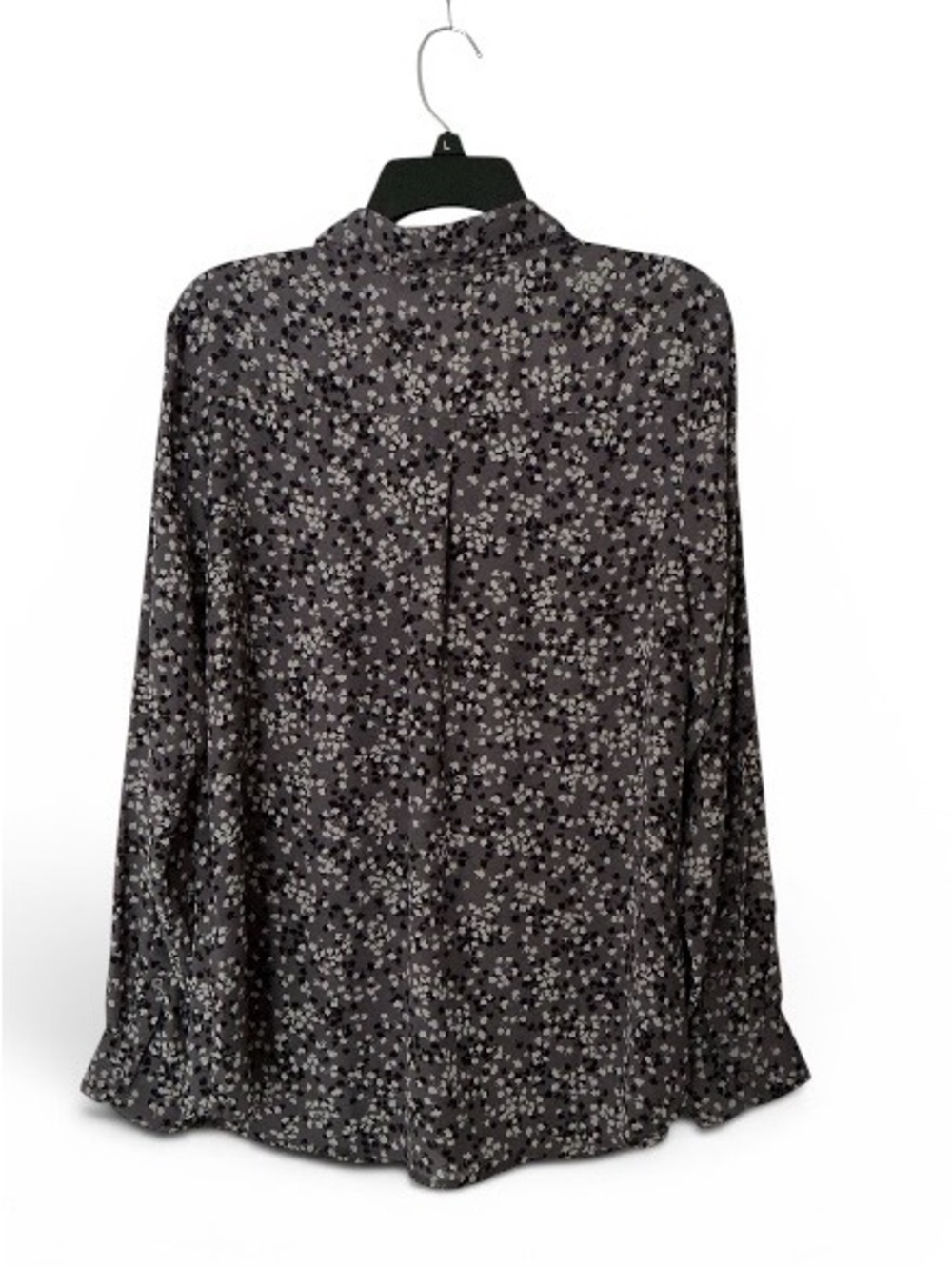 Banana Republic Black and Gray Small Floral Button-Front Blouse - Picture 2 of 7